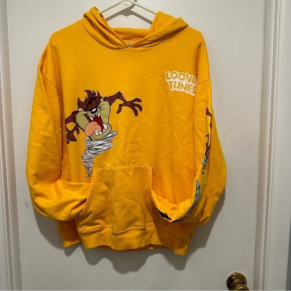 Vintage Double Sided Looney Tunes Cartoon Character Graphic Pullover Hoodie